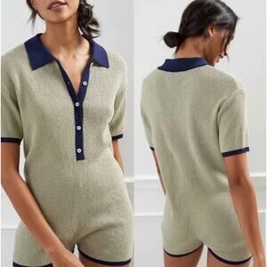 NWT Anthropologie Rib Knit Sweater Short Romper, Medium